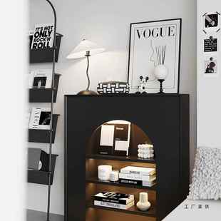 法式 炉饰柜黑色展玄关边柜GJY真复古靠墙置物架直示播 带灯仿壁装
