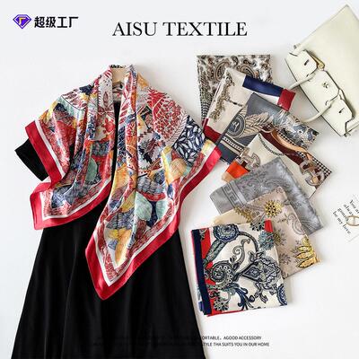 Satin square scarf 90cm silk scarf丝巾女士围巾 ladies