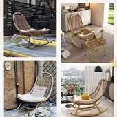 懒人沙发藤编摇摇椅躺椅阳台休闲庭院可躺可睡户外藤椅摇椅民宿