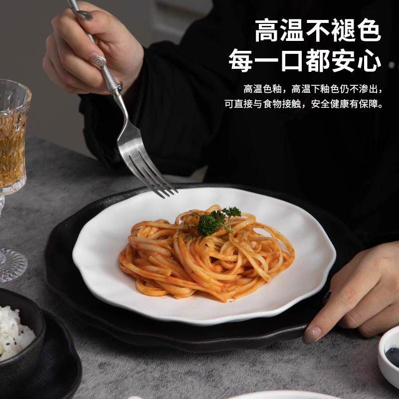 碗北欧风热采陶瓷碗碟餐具套装批发盘子家用黑白汤碗饭碗勺子