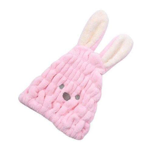 Cartoon Rabbit Shaped Kids Shower Cap Super Absorbent Fast