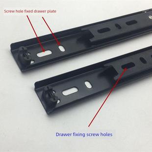 抽屉轨道 二节导轨27mm电脑桌键盘托架两节滑轨静音滚珠2节阻尼轨