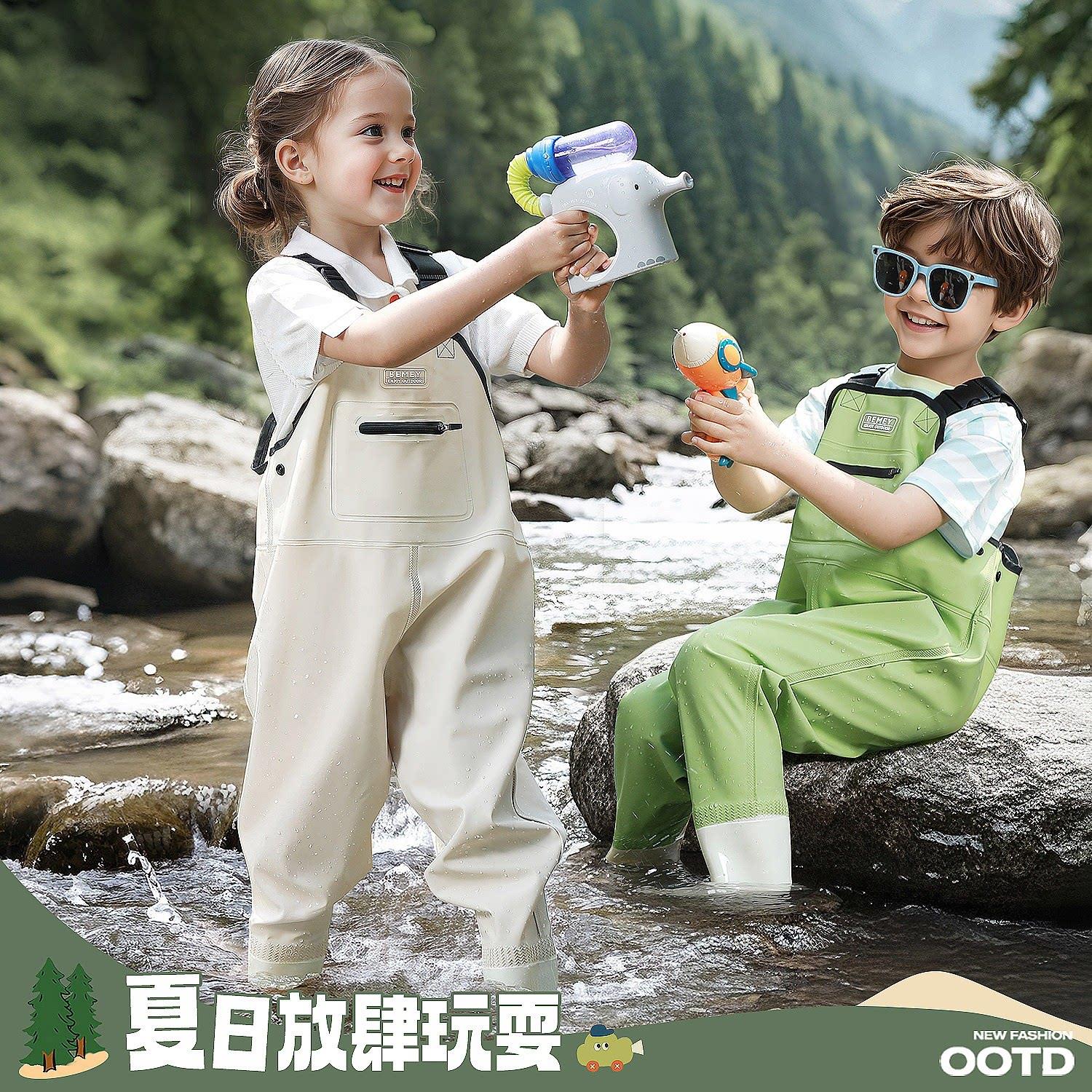 赶海连体裤儿童玩水连体衣赶海装备涉水服海边宝宝溯溪连体下水裤