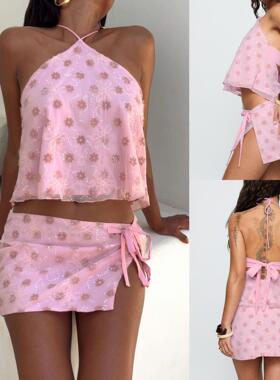 Women's Summer Flower Set Summer Fashionable Sequin
