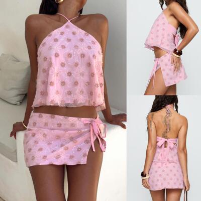 Women's Summer Flower Set Summer Fashionable Sequin