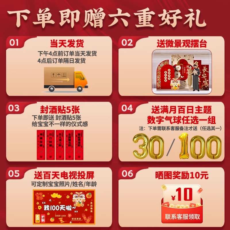 龙宝宝满月百岁百日宴布置百天装饰场景酒店仪式感背景墙kt板100