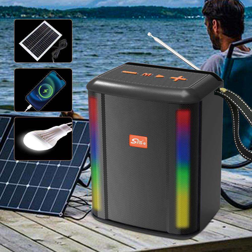 ZQS823太阳能+USB充电重低音炮防摔设计骑行露营户外便携音响带FM