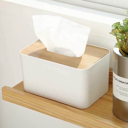 tissue box room paper storage napkin holder 收纳竹盖纸巾盒