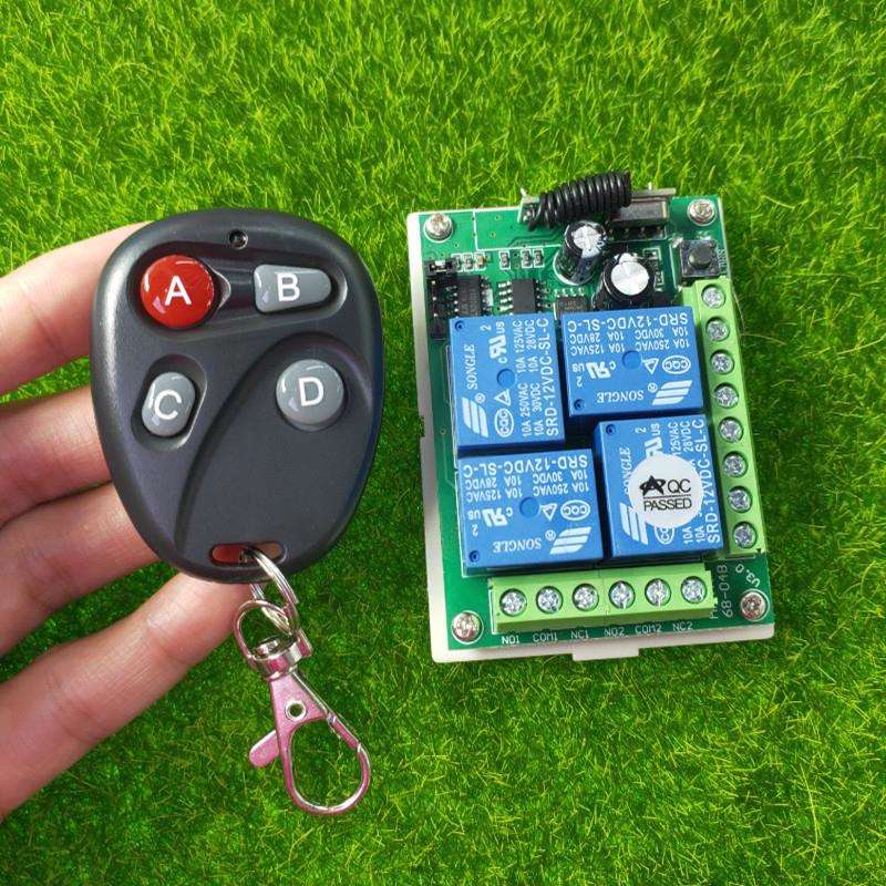 别客4键小遥控12V24V四路灯具电源门禁车灯喇叭车尾板开关控制器