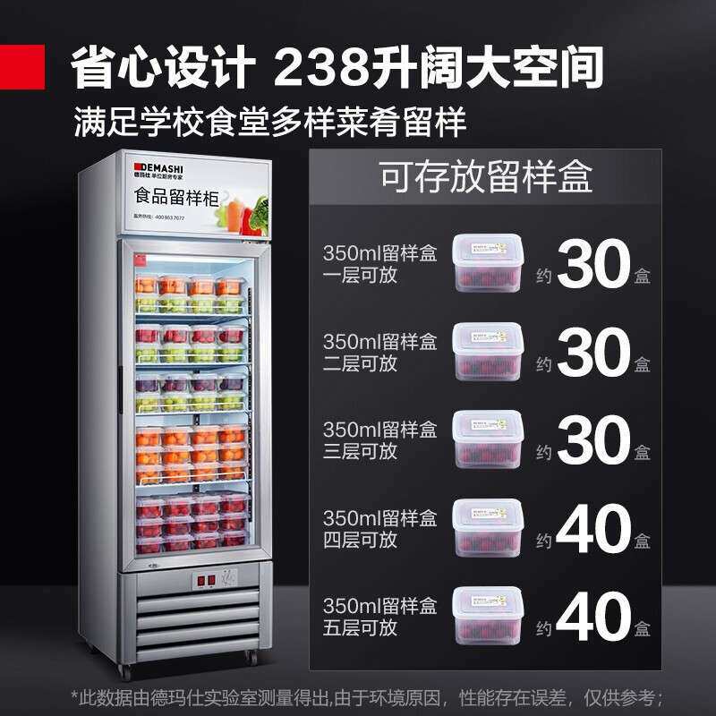 德玛仕(DEMASHI)食品留样柜冷藏柜饮料水果蔬菜展示柜LG-260Z
