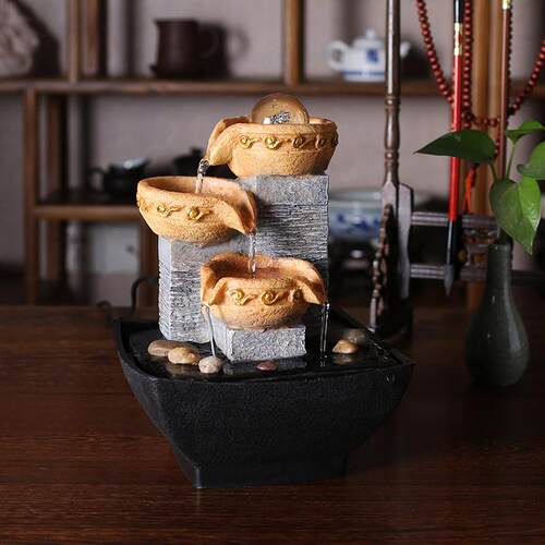 风水轮水晶球室内加小湿流水摆件喷桌聚财GDM装饰品客厅泉创意面