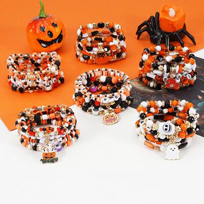 Halloween female bracelet spider pumpkin pendant stackable H