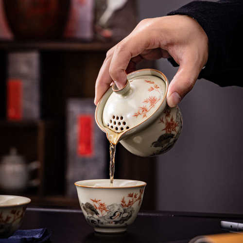 旅行茶具套装一壶二杯手抓壶便携式快客杯房地产商务礼品陶瓷茶具