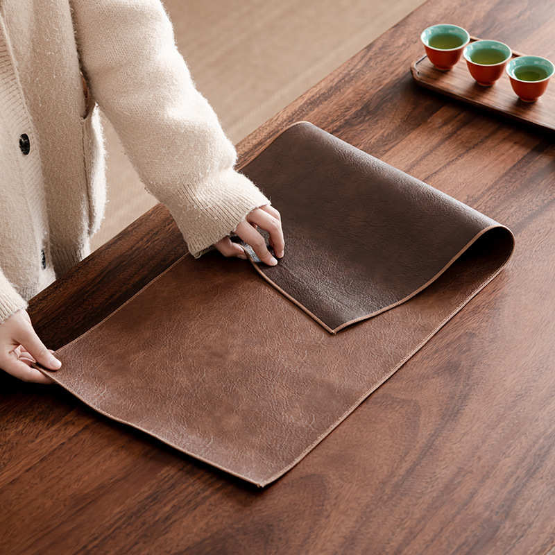 家居皮革茶席旗防水茶垫 风简约茶桌布茶布茶席干泡加厚双面可用