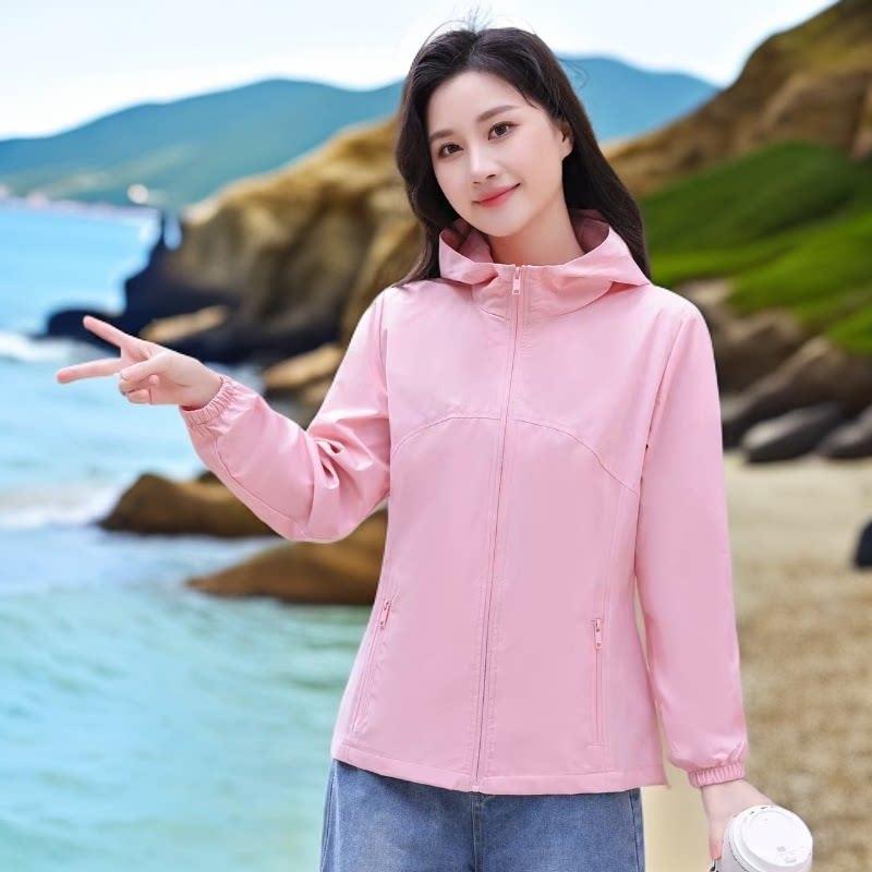 极速修身双层冲锋衣连帽短外套女春秋防风防水拉链开衫薄款时尚夹