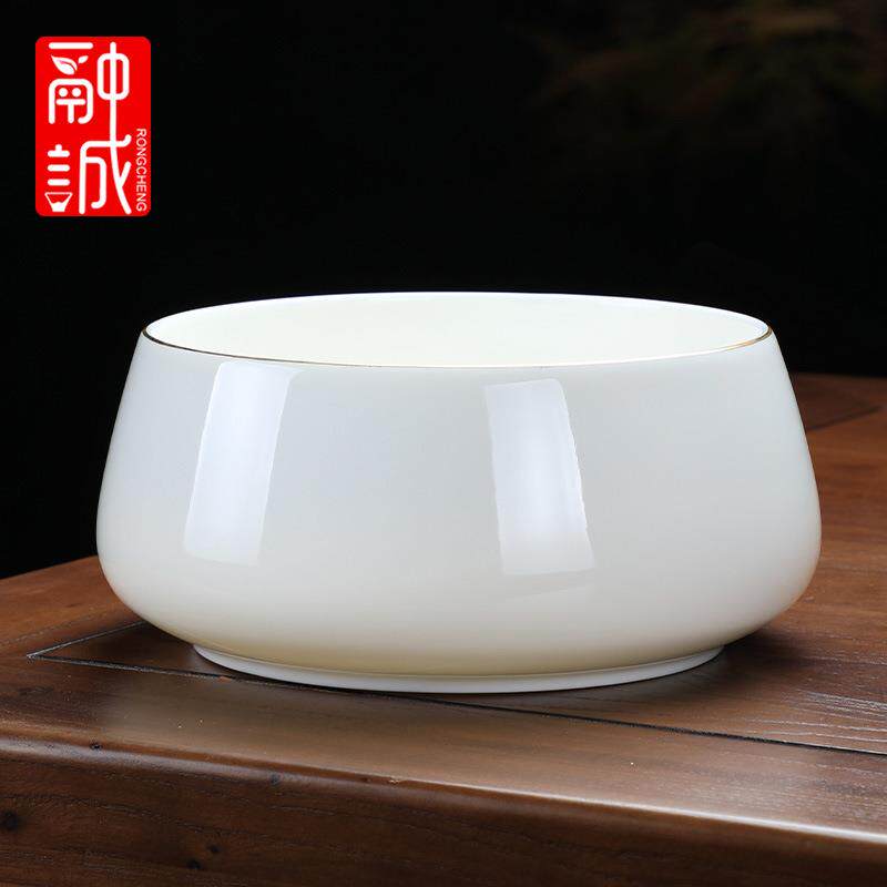 xyt茶洗羊脂玉水洗陶瓷茶具特大号笔洗茶渣缸白瓷水盂茶杯洗茶道