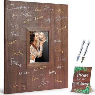 纪念品墙上挂木签名框架婚礼 留言簿新娘和新郎 送礼 化 个性