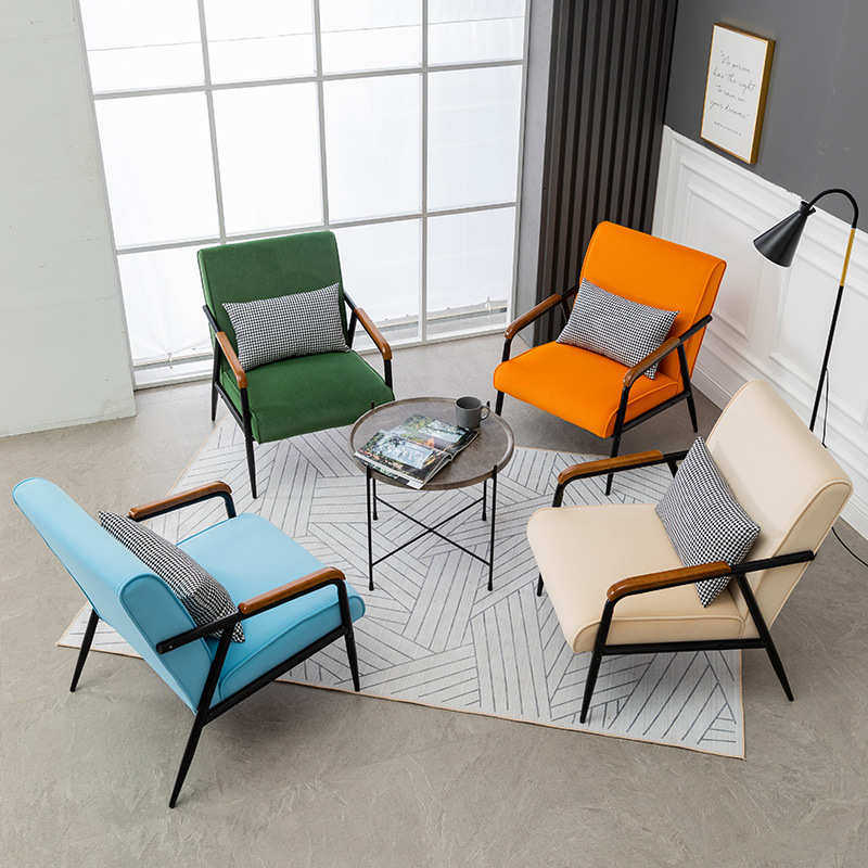 单人会客椅简约轻奢布艺沙发椅小户型卡座铁艺懒人椅阳台休闲客厅,住宅家具,沙发椅,淘宝优惠券,粉丝福利购,淘宝优惠卷