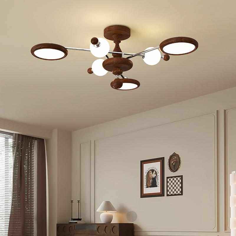 中古侘寂风飞盘客厅主灯胡桃木色复古大气吸顶灯设计感餐厅卧室灯,家装灯饰光源,智能吸顶灯,淘宝优惠券,粉丝福利购,淘宝优惠卷