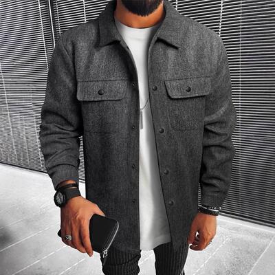 Men's Button Front Pocket Classic Fitted Jacket, Casual