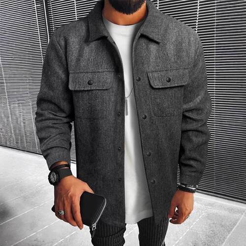 Men's Button Front Pocket Classic Fitted Jacket, Casual