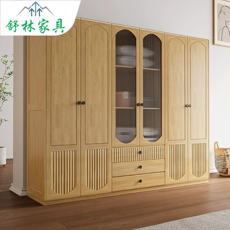 衣柜家用卧室小户型组装实木质大衣橱对开门简易衣柜出租房用柜子