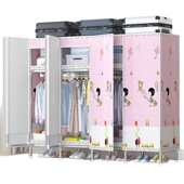 开门式 简易布衣柜家用卧室全钢架加粗加厚钢管出租房结实耐用衣橱