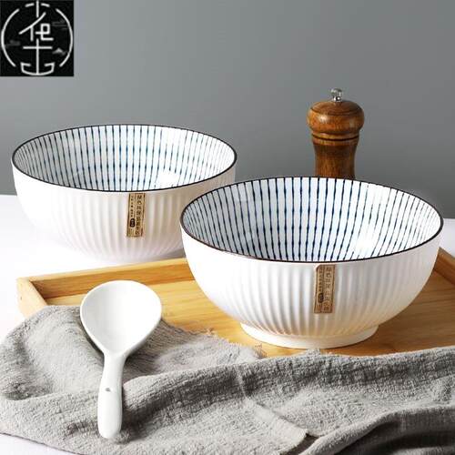 Double ears soup bowl noodle bowl large size ramen bowl