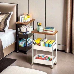 厨房置物架多层桌面可移动办公室收纳小推车带桌板卧室铁艺零食架