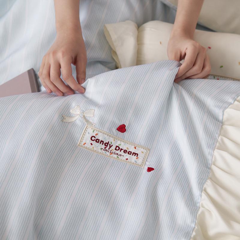 件公主类母婴60赛S进口兰精天丝四件套床笠莱尔JCZY5465花边被套