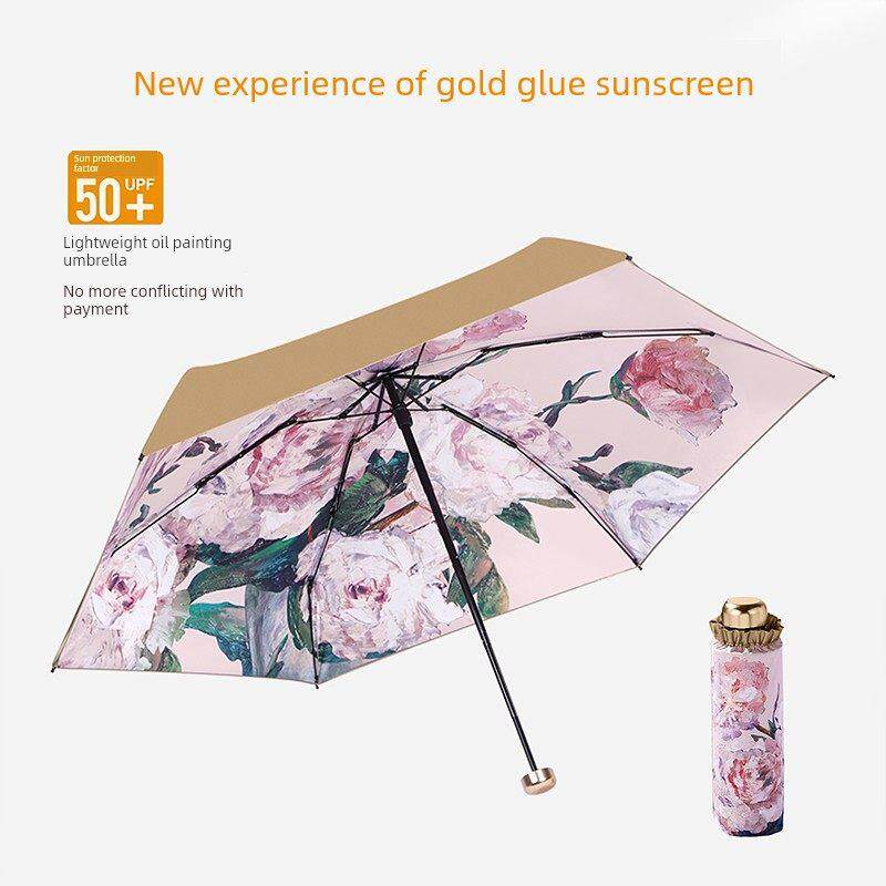 高看防风双层乙烯基遮阳伞，妇女与防晒和紫外线防护可折叠的雨或
