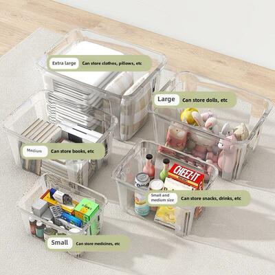 Large Transparent plastic storage box front open Toy clothes