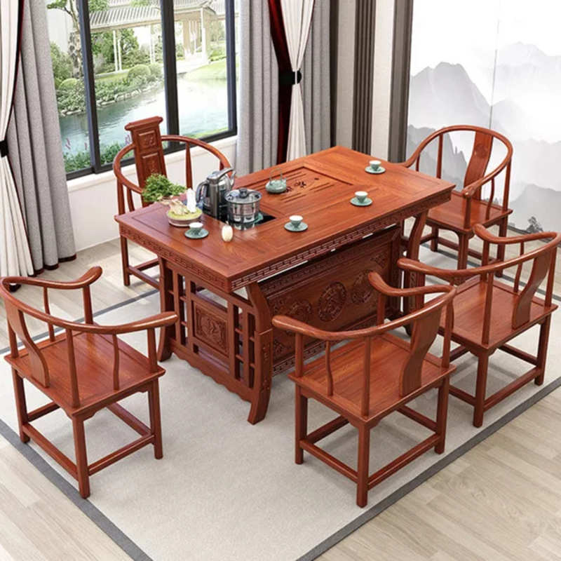 新中式全实木茶桌椅组合客厅店铺办公室餐厅接待茶几阳台功夫茶台