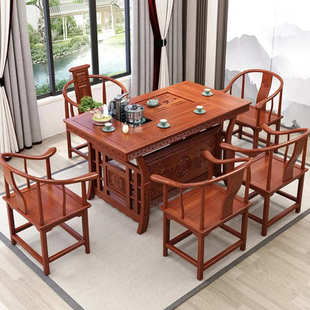 新中式 全实木茶桌椅组合客厅店铺办公室餐厅接待茶几阳台功夫茶台