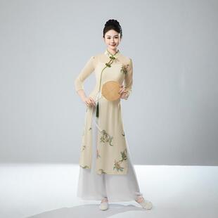 高档中国典舞新款 演出上 国风旗袍舞蹈服古女成人衣练功服纱衣大码