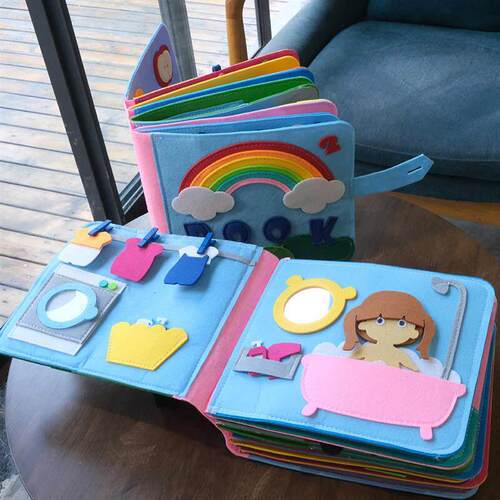 Washable Montessori Baby Busy Board 3D Toddlers Story Cloth