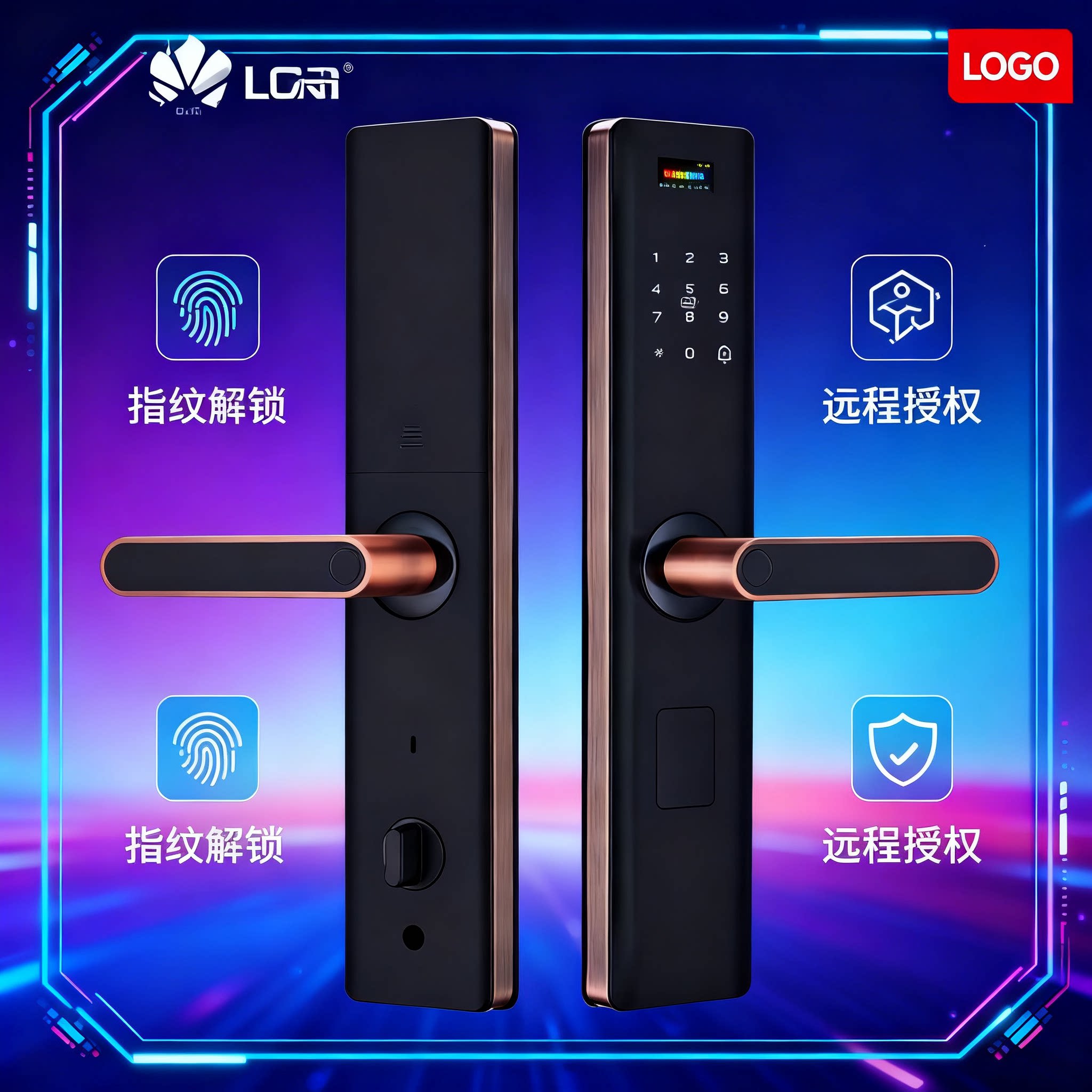 涂鸦指纹锁一握开公寓锁出租房酒店通通密码锁TTLOCK管理型锁批发
