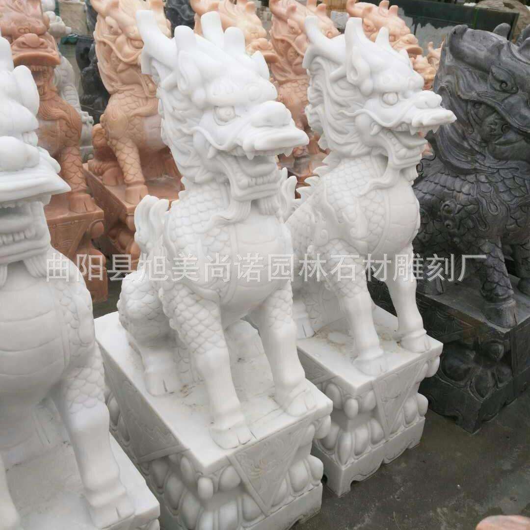 汉白玉麒麟别墅庭院门口一对石雕动物看门貔貅雕塑庭院装饰