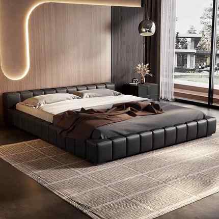 意式极简榻榻米床网红2米双人床1.8米布艺床主卧床简约现代1.5m床