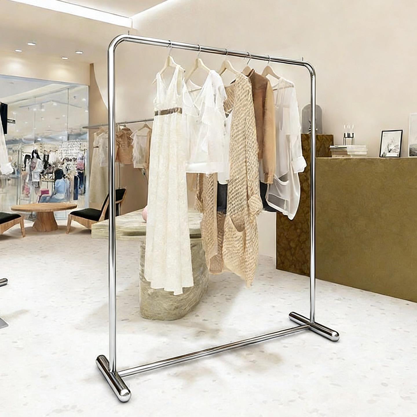 服装店展示架不锈钢女装店货架陈列架童装挂衣架银色落地衣服架子