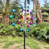 跨境新品 饰户外铁艺花园庭院商场海边圆环旋转风车摆件 风动景观装