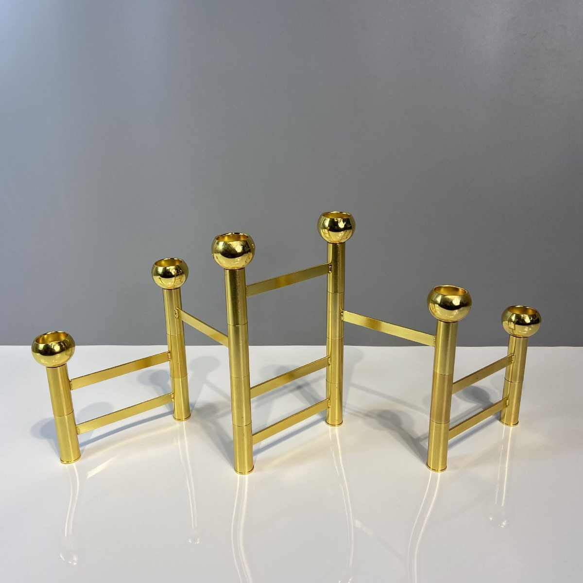 轻奢极简折叠多头烛台金属旋转圆球装饰摆件设计师样板房餐厅饰品