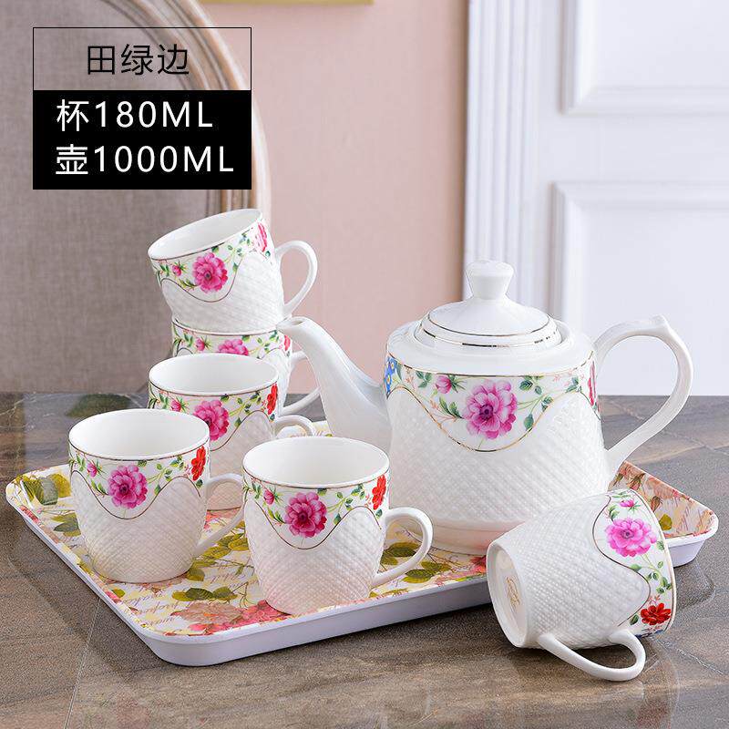 茶壶套装家用陶瓷杯茶具套餐现代简约家用陶瓷茶杯6只装大号杯子