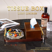 纸巾盒客厅餐桌茶几收纳高档级北欧轻奢设计感抽纸盒桌面摆件装 饰