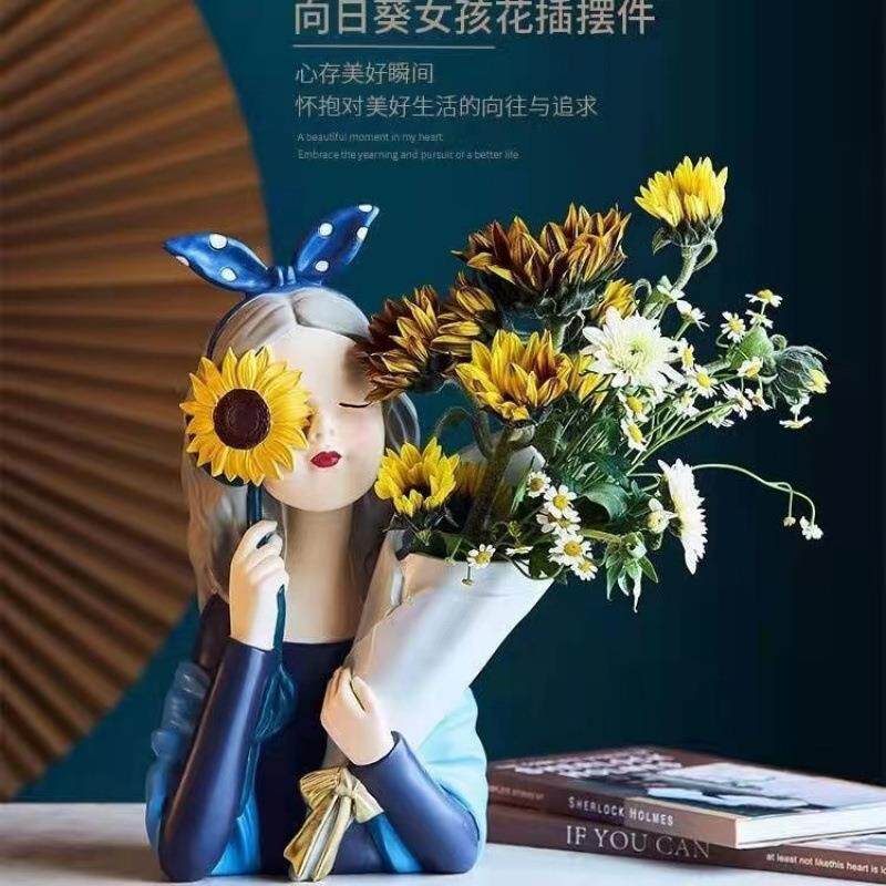 北欧泡泡女孩蝴蝶结捧花生日礼物玄关钥匙收纳托盘室内装饰品摆件