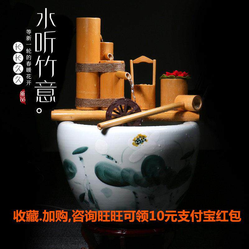 水装烘干竹流水鱼缸石槽摆件过滤器竹筒流子竹饰开业礼品招财TIK