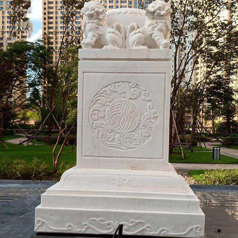 石雕玉玺雕塑天然大理石石材大型动物印章雕像户外装饰景观摆件