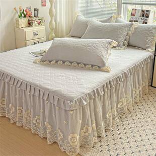 2025新款 被套水洗棉夹棉单床裙小清新简约家用床上用品床裙四件套