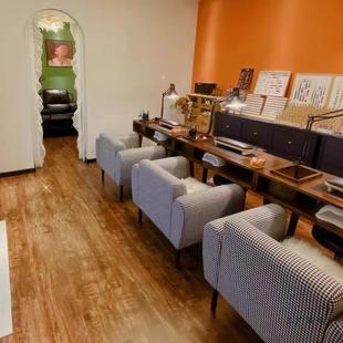 美式 单双人简约545吸尘器网红美甲台甲桌桌子经 复美古实木椅套装