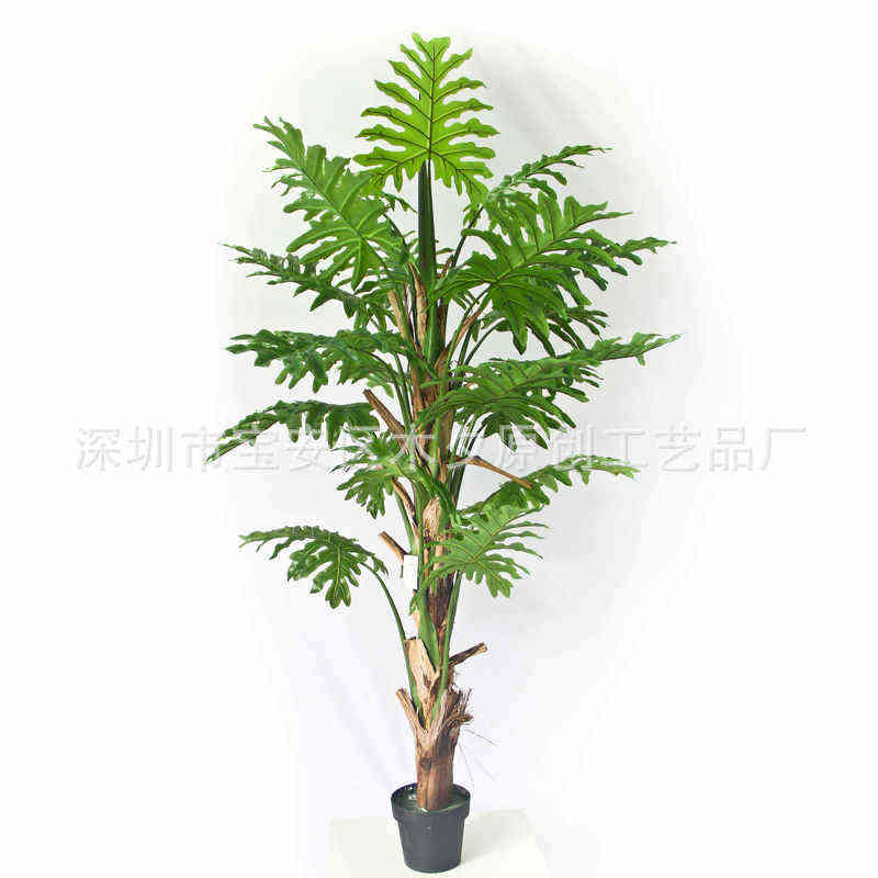 外贸 仿真喜林芋盆栽 仿真绿芋盆景仿真绿植绿芋摆件装饰假花批发